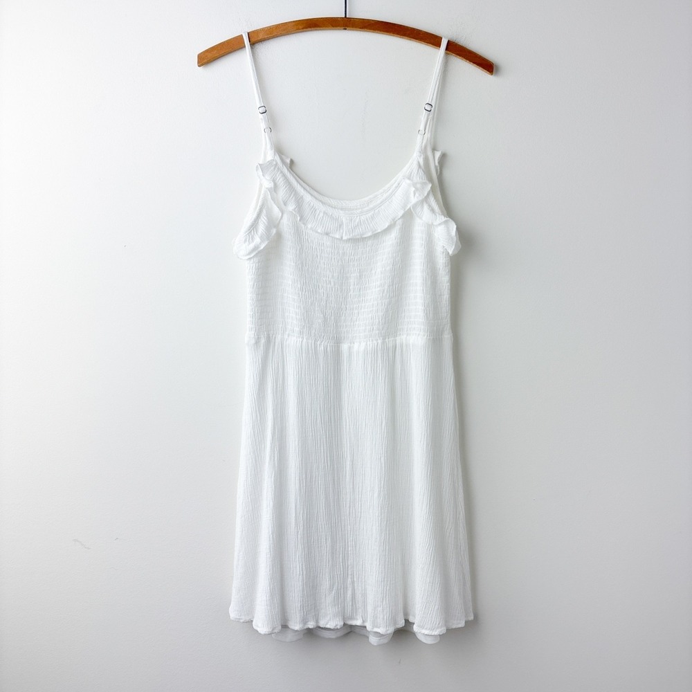 Becool Smocked Dress Womens‎ Small Ivory Flowy Boho Summer Sundress Ruffle Beach - Picture 4 of 10